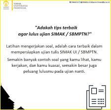 Check spelling or type a new query. Simak Ui Latihan Mengerjakan Soal Masih Merupakan Cara Terbaik Dalam Mempersiapkan Ujian Tulis Makin Banyak Contoh Soal Yang Dikerjakan Dan Dikuasai Makin Besar Peluang Lulus Ketika Ujian Nanti Download Contoh Soal Simak