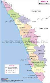 There are 44 rivers in kerala, all but three originating in the western ghats. Kerala District Map