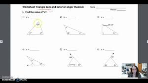 Find m∠c and m∠d in the triangle given below. Triangle Sum Theorum Practice Youtube