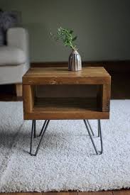 Bedside Side Table Reclaimed Wood On Hairpin Legs End Table Etsy Bedside Side Tables Upcycled Furniture Modern Furniture Design Wood