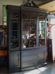 Just Finished This Awesome 2 Piece Antique China Cabinet Painted Black Distressed Painted China Cabinets Glass Cabinet Doors China Cabinet