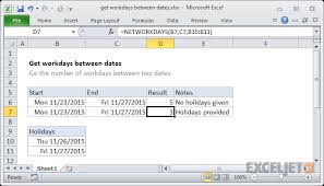 Excel Formula Get Workdays Between Dates Exceljet
