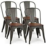 We would like to point out that all of our equipment and furnishings has come out of a commercial environment and may. Amazon Com Devoko Metal Indoor Outdoor Chairs Distressed Style Kitchen Dining Chairs Stackable Side Chairs With Back Set Of 4 Blue Home Kitchen
