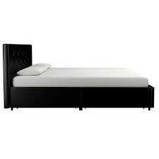 Dhp leather storage beds and bed frames. Dhp Dakota Queen Upholstered Bed With Storage Drawers In Black Faux Leather 4291039
