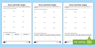 Draw And Order Angles Differentiated Worksheet Activity Sheets (i) 35° (ii) 185° (iii) 90°. draw and order angles differentiated activity sheets