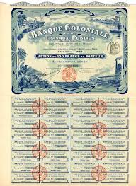 In corporate law, a stock certificate (also known as certificate of stock or share certificate) is a legal document that certifies ownership of a specific number of shares or stock in a corporation. Banque Coloniale Et De Travaux Publics Stock Certificate