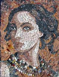 mosaique portrait mosaico viso pietre