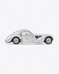 Retro Car Mockup Side View In Vehicle Mockups On Yellow Images Object Mockups Retro Cars Mockup Mockup Free Psd