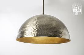 Oversized Brushed Nickel Hammered Pendant Light Fixture