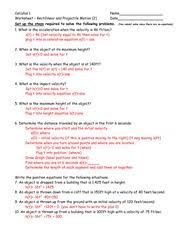 The worksheet is an assortment of 4 intriguing pursuits that will enhance your kid's knowledge and abilities. Review Rectilinear And Projectile Motion 2 Typed Ans Calculus 1 Worksheet Rectilinear And Projectile Motion 2 Name Date Set Up The Steps Required To Course Hero