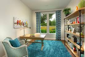 The Brendan At Seventeen Lakes Office With Hardwood Floors Teal Area Rug And Open Shelving Home Teal Carpet Design Your Home
