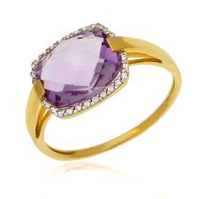 Achat Bague En Or Jaune Rhodie Amethyste Et Diamants Taille De Doigt 54 2 09 G Le Manege A Bijoux