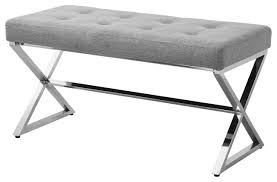 Maybe you would like to learn more about one of these? Baylor Upholstered X Leg Bench Gray Chrome Contemporary Upholstered Benches By Carolina Classics Houzz