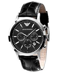 Emporio Armani Black Leather Strap Ar2447 Watch Mens Watches Leather Chronograph Watch Men Black Leather Watch