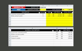 Simplified Material Budget Excel Model Excel Budget Budgeting Excel