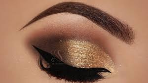 gold smokey eye makeup for brown eyes