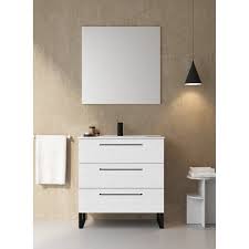 With a variety of colors and styles, you are sure to complement your bathroom decor. 32 Bathroom Vanity Cabinet Denver Rhd Designer White Wood Black Handles And Legs Vanity Ceramic Top Sink Overstock 31000700