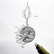 Doodle Break Illustration Design Simple Tree Ocean Linework Doodle Art Tattoo Outdoors Sketchbook Monotone Art Geometric Art Art Drawings Simple