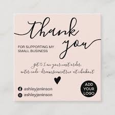Browse thousands of business card templates and use our maker to create your very own business card! Modern Minimalist Blush Pink Order Thank You Square Business Card Zazzle Com In 2021 Small Business Cards Square Business Card Small Business Packaging Ideas