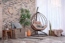 Modern living room design chair. Comfortable Hanging Chair In Modern Living Room Interior Stock Photo Picture And Royalty Free Image Image 111419225