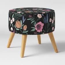 The base of this type of table can as well be constructed from different materials. Riverplace Round Cone Leg Ottoman Black Floral Project 62 Target