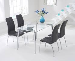 Our dining tables are available in different sizes to fit perfectly into any room. Mark Harris Munich 130cm Glass Dining Table And 4 California Charcoal Chairs Cfs Furniture Uk