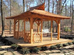 You can plant some shrubs/small trees between them and have a pathway (arbour?). 12 X 12 Japanese Gazebo Draped Roof Asian Patio San Diego By Wood S Shop Houzz