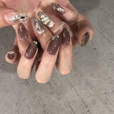 laau nail on instagram 色んなキラキラ ネイル ブラウン スクエアネイル ネイル