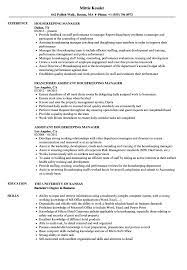 Housekeeping Manager Resume Samples Velvet Jobs