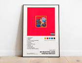 Kanye West - My Beautiful Dark Twisted Fantasy Album Cover Poster ...