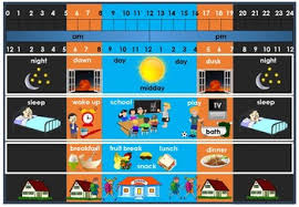 Time 24 Hours Night Day Daily Activities Desk Chart