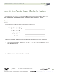 Engageny/eureka math grade 5 module 3 lesson 13 for more eureka math (engageny) videos and other resources, please. Algebra I Module 1 Topic C Lesson 13 Student Version