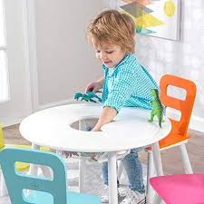 Kidkraft Round Storage Table And 4 Chair Set Highlighter Round Storage Table Storage Chair Set