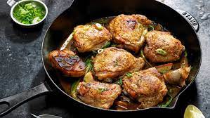 Garlicky Chicken Thighs With Scallion And Lime Recipe Recipe Chicken Recipes Recipes Healthy Chicken Dinner