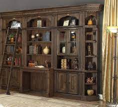 The library desk below was made from recycled books. Aria 6 Piece Desk Library Wall In Antique Vintage Smoked Pecan Finish By Parker House Ari 460 2 06