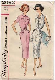 Simplicity Pattern 2092 Vintage Misses One Piece Sheath Dresses In Two Views Size 16