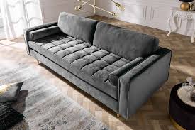Samt ist aktuell voll im trend und wirkt edel und hochwertig. Sofa Grau Samt Massivholz 225cm Polstercouch Dunord Design
