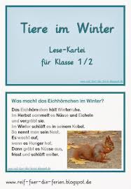 Tiere Im Winter Lesekartei Reif Fur Die Ferien Wald Grundschule Grundschule