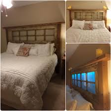 Headboard We Made From An Old French Door We Found And Cedar Wood Even Added Some Hidden Old French Doors Country Home Decor