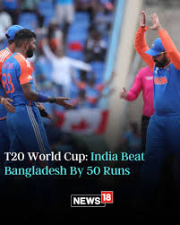 News18 - #T20WorldCup: India Triumphs Over Bangladesh with a 50-Run Victory  #INDvsBAN #BANvsIND #T20WorldCup2024 #WorldCup2024 #Cricket #Sports  https://www.news18.com/cricket/india-vs-bangladesh -live-score-t20-world-cup-2024-super-8-match-47-india ...