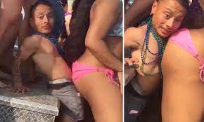 Hilarious moment a female in a pink bikini TWERKS in the face of a man half  her size | Daily Mail Online