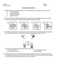 Worksheet Weathering Rates And Soil Earth Science Earth Science Resources Homework Sheet