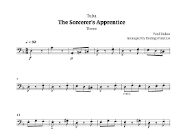 The Sorcerer's Apprentice theme (arr. Rodrigo Faleiros) by Paul Dukas Sheet  Music for Tuba Solo at Sheet Music Direct