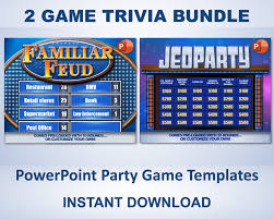 Family feud powerpoint game templates. Familiar Trivia Quizparty Powerpoint Party Game Templates Etsy Family Feud Template Family Feud Jeopardy Powerpoint
