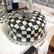 Black And White Checkered Cake Stand Black And White Check Plates Black White Check Hand Painted Vintage Cake Plate By Sweets Mackenzie Childs Diy Vintage Cake Plates Mackenzie Childs Inspired
