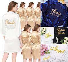 Ebay Ad Personalized Satin Silk Wedding Bridesmaid Robe Kimono Bride Party Dressing Gow With Images Bride Dressing Gown Satin Bridesmaids Robes Wedding Robes Bridesmaids