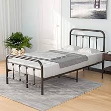 Its subtle, classic style features a real iron frame with an arched headboard and footboard, both accented by knotted medallion elements on the rungs. Amazon Com Mecor Metal Twin Bed Frame With Vintage Headboard Footboard Single Mat Bed Frame And Headboard Full Size Metal Bed Frame Twin Size Metal Bed Frame