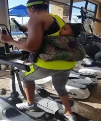 mother hits the gym with her baby
