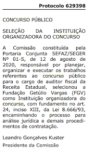 Além disso, o comunicado também informa que a parte de conhecimentos específicos da prova objetiva será realizada das 8h às 12h. Fgv E Escolhida Para Organizar O Concurso Sefaz Es