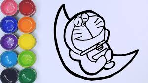 Gambar berikut adalah gambar kartun doraemon, gambarnya sangat sederhana dan mudah untuk diwarnai. Cara Menggambar Dan Mewarnai Doraemon Tidur Di Bulan Youtube